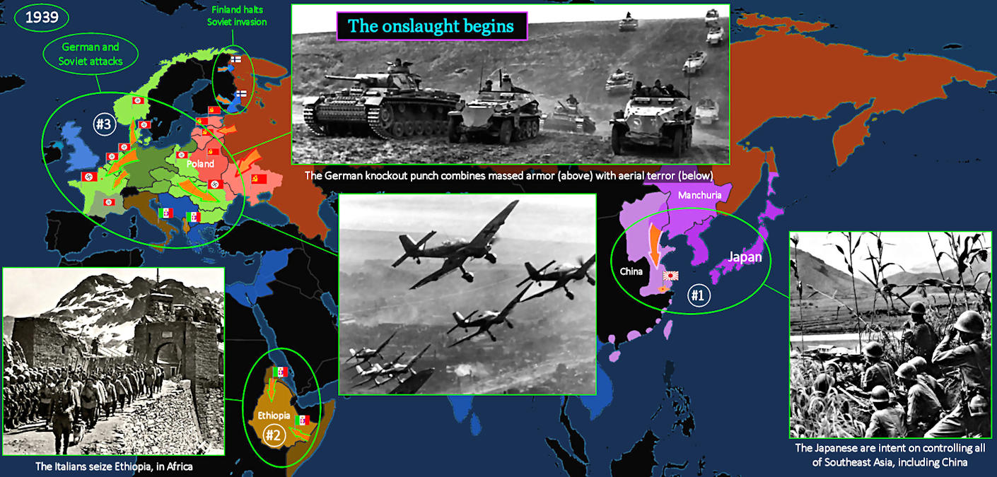 Hitler in Poland, Japan in China, 1939 map